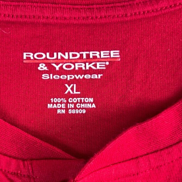 2 Roundtree & Yorke Mens XL Red & Orange Short Sleeve Cotton Sleepwear Henley - Picture 4 of 14